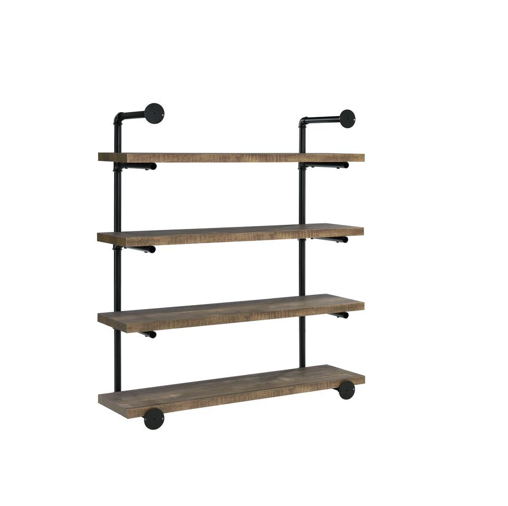 Elmcrest - Elmcrest 40-inch Wall Shelf Black and Rustic Oak