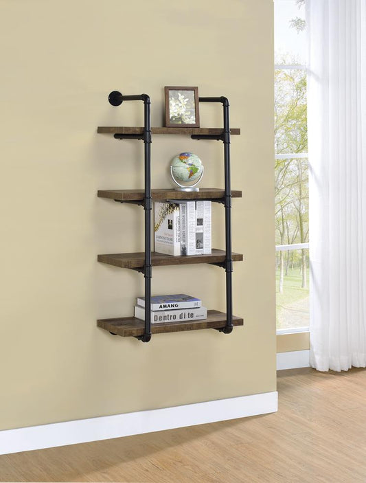 Elmcrest - Elmcrest 24-inch Wall Shelf Black and Rustic Oak