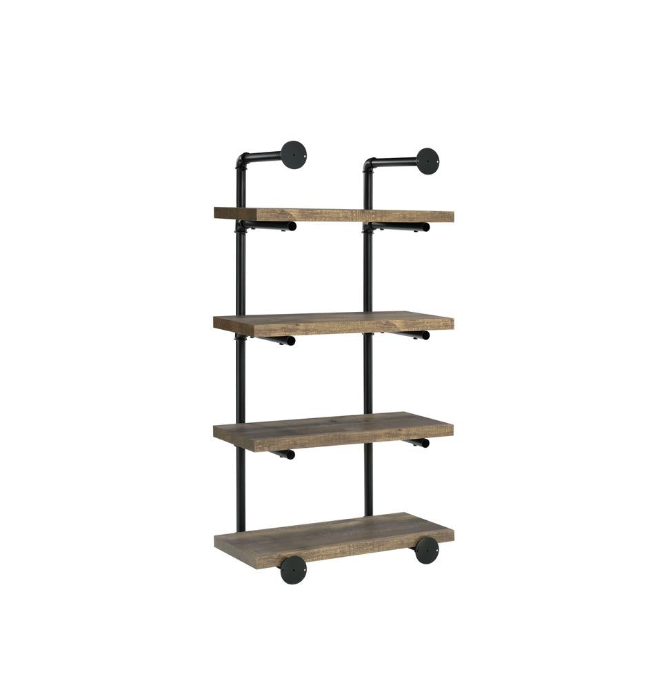 Elmcrest - Elmcrest 24-inch Wall Shelf Black and Rustic Oak
