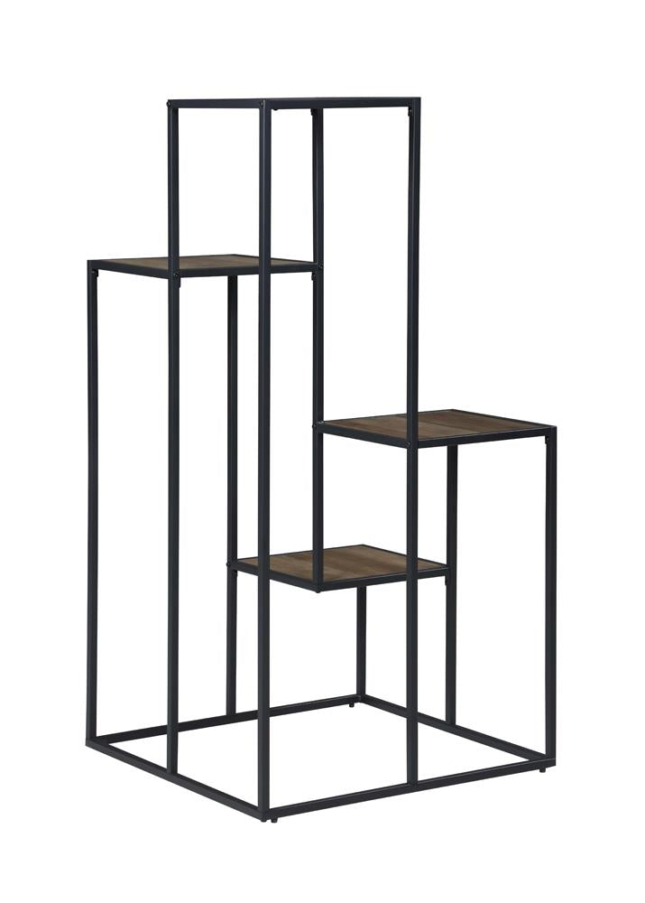 Rito - Rito 4-tier Display Shelf Rustic Brown and Black