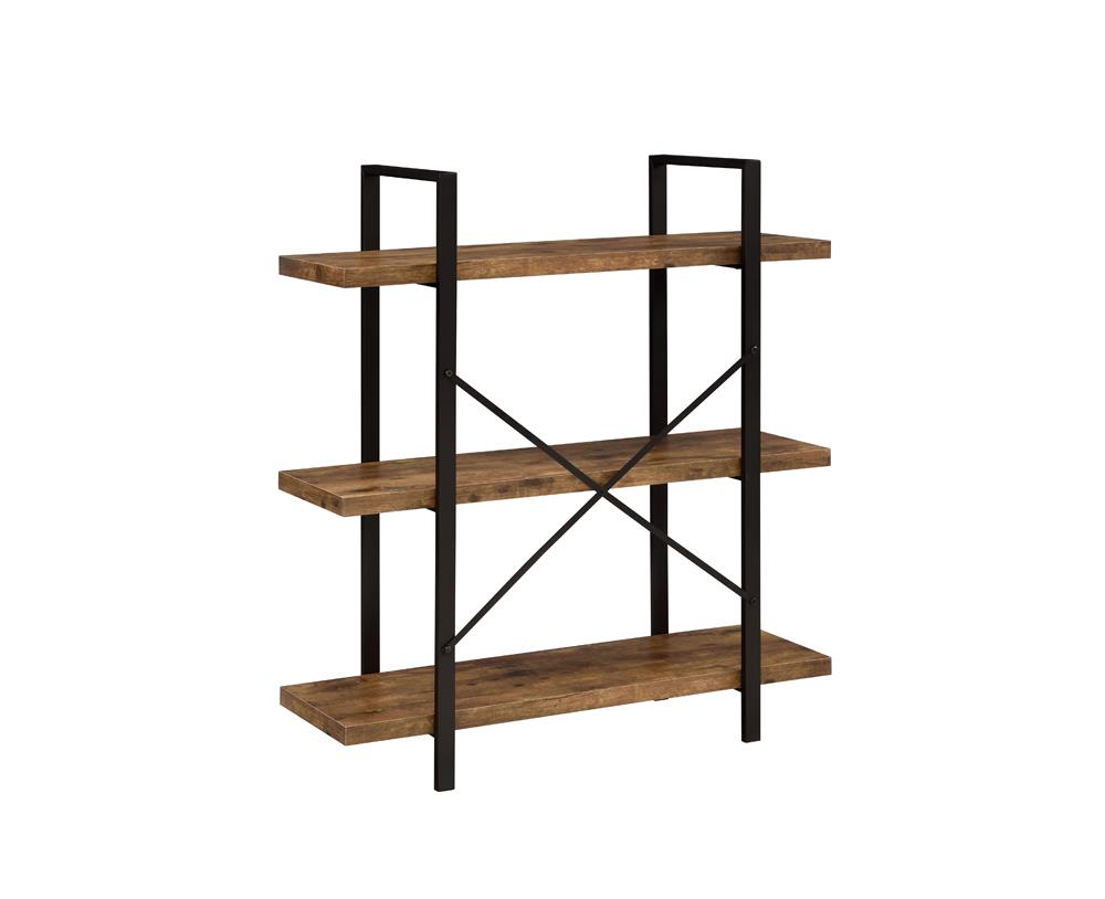Cole - Cole 3-Shelf Bookcase Antique Nutmeg and Black