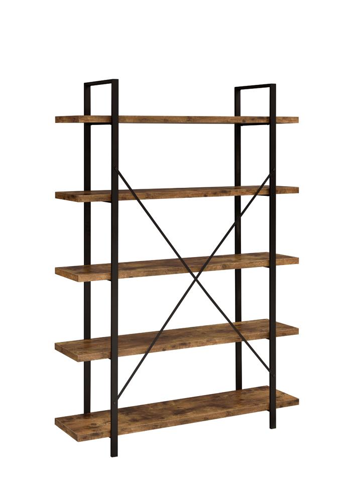 Cole - Cole 5-Shelf Bookcase Antique Nutmeg and Black