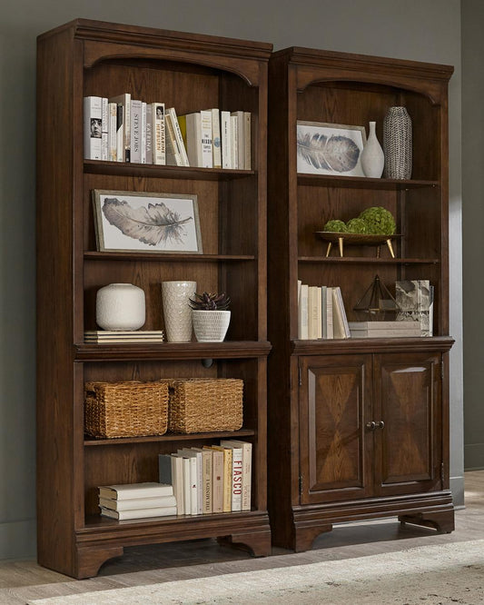 Hartshill - Hartshill Bookcase with Cabinet Burnished Oak