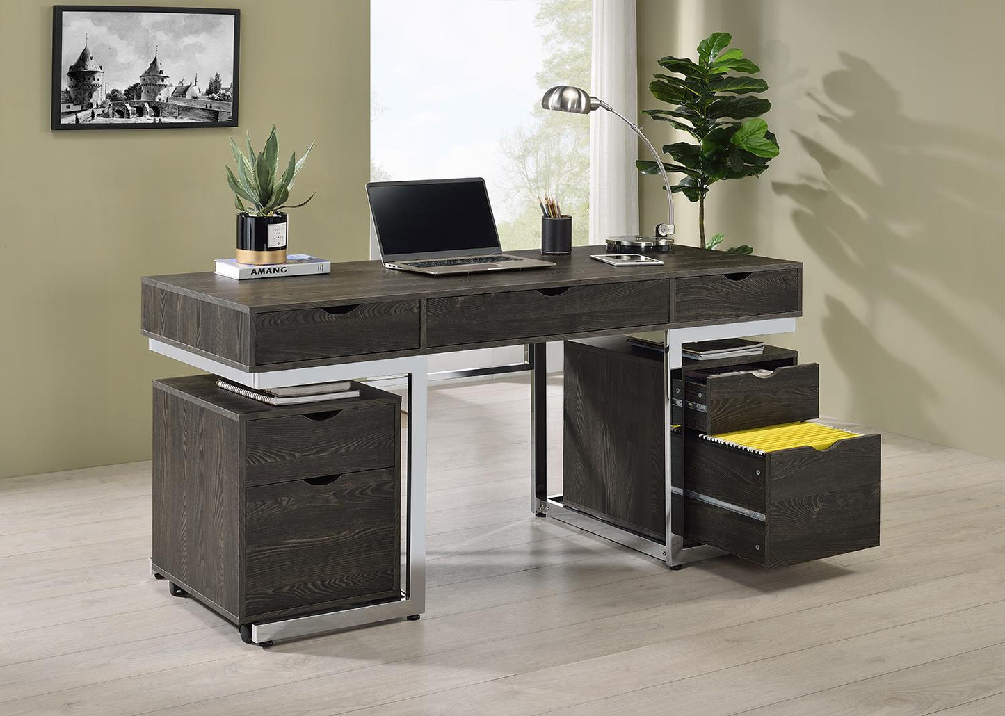 Noorvik - Noorvik 2-drawer Mobile File Cabinet Dark Oak