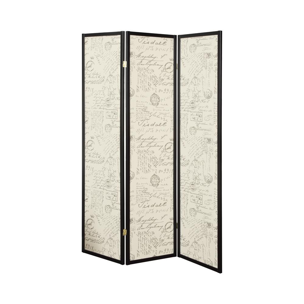 Felice - Felice 3-panel French Script Print Folding Screen Espresso
