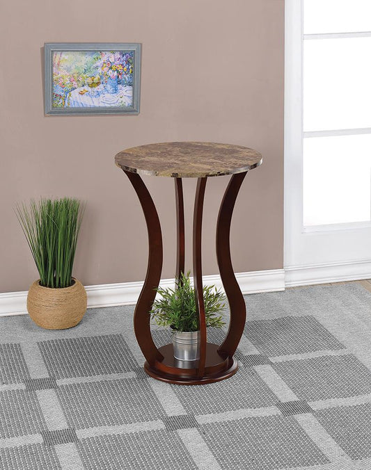 Elton - Elton Round Marble Top Accent Table Brown