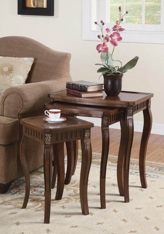 Daphne - Daphne 3-piece Curved Leg Nesting Tables Warm Brown