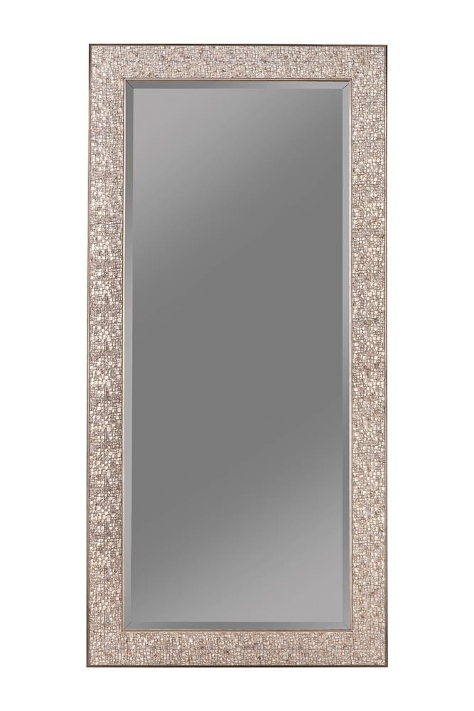 Rollins - Rollins Rectangular Floor Mirror Silver Sparkle