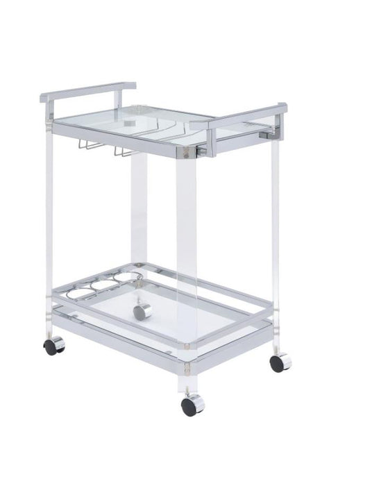 Jefferson - Jefferson 2-tier Glass Serving Cart Clear