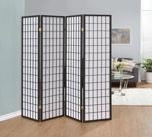 Roberto - Roberto 4-panel Folding Screen Dark Grey and White