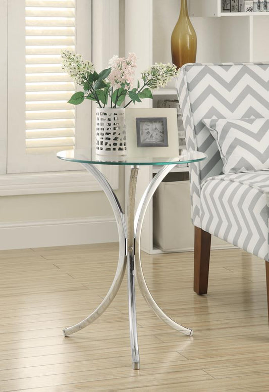 Eloise - Eloise Round Accent Table with Curved Legs Chrome