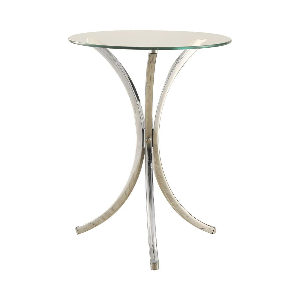 Eloise - Eloise Round Accent Table with Curved Legs Chrome