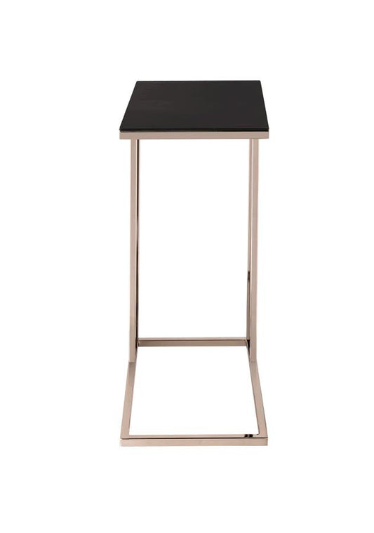 Matthew - Rectangular Accent Table Black and Chocolate Chrome