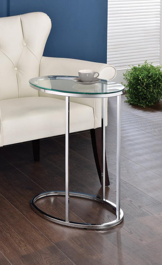 Kyle - Kyle Oval Snack Table Chrome and Clear