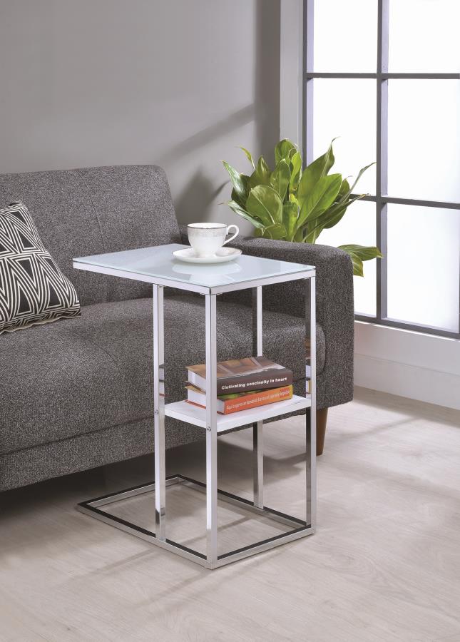 Daisy - Daisy 1-shelf Accent Table Chrome and White