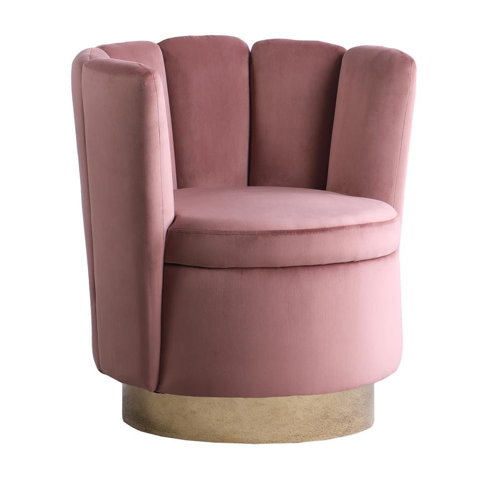 Kimberly - Channeled Tufted Swivel Chair Rose and Gold