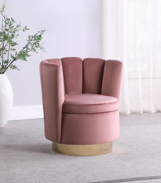 Kimberly - Channeled Tufted Swivel Chair Rose and Gold