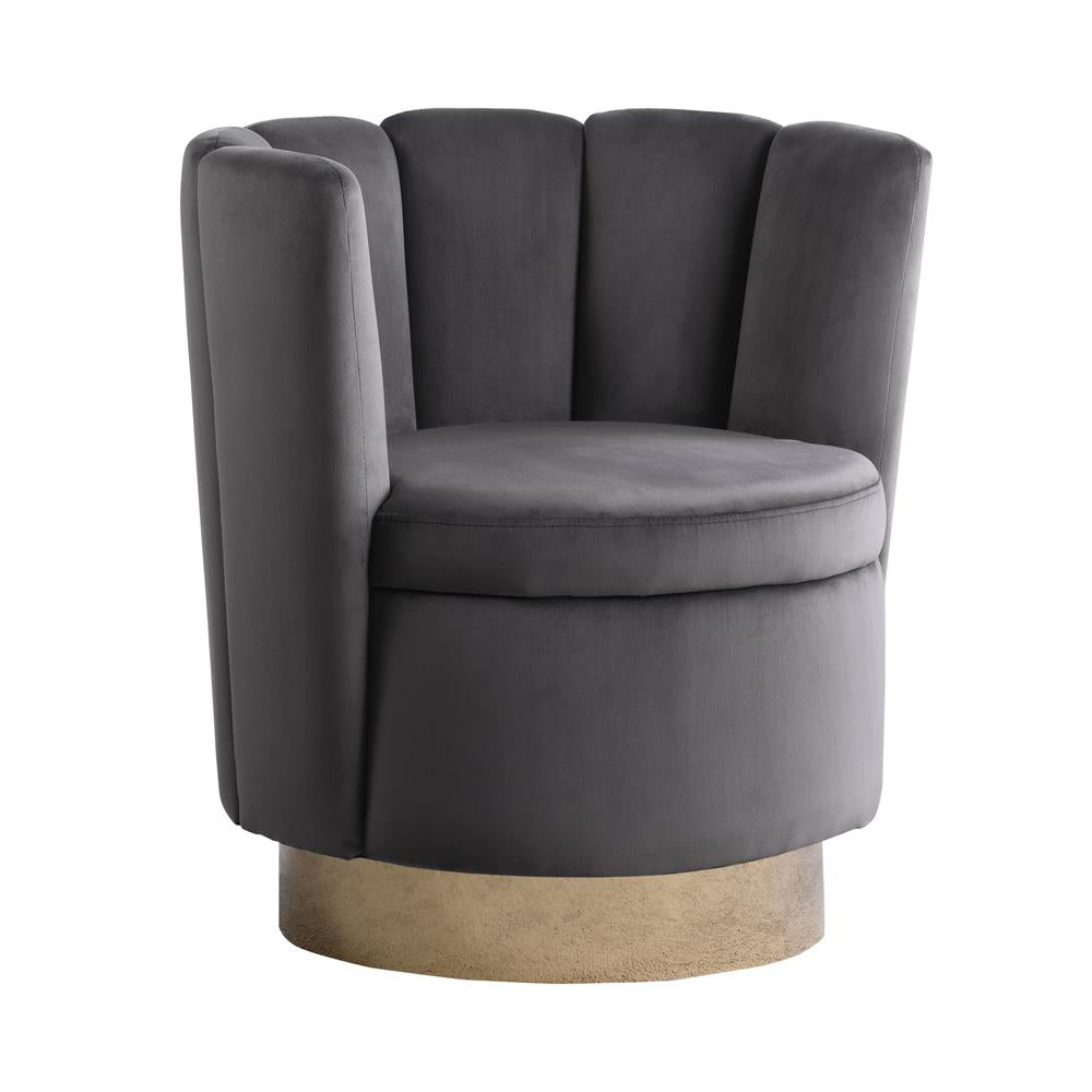 Kimberly - Channeled Tufted Swivel Chair Grey and Gold