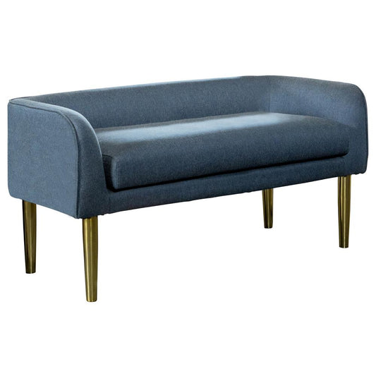 Elizabeth - Low Back Upholstered Bench Blue and Gold
