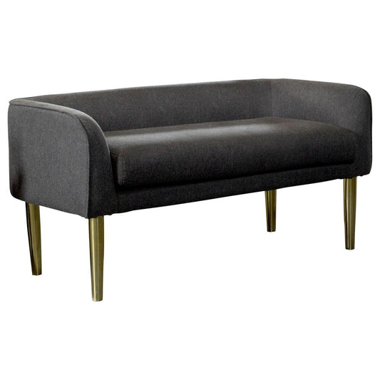 Elizabeth - Low Back Upholstered Bench Dark Grey and Gold