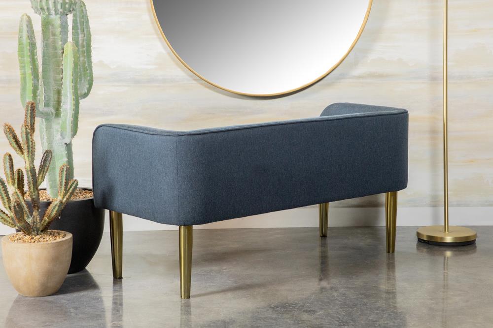 Elizabeth - Low Back Upholstered Bench Blue and Gold