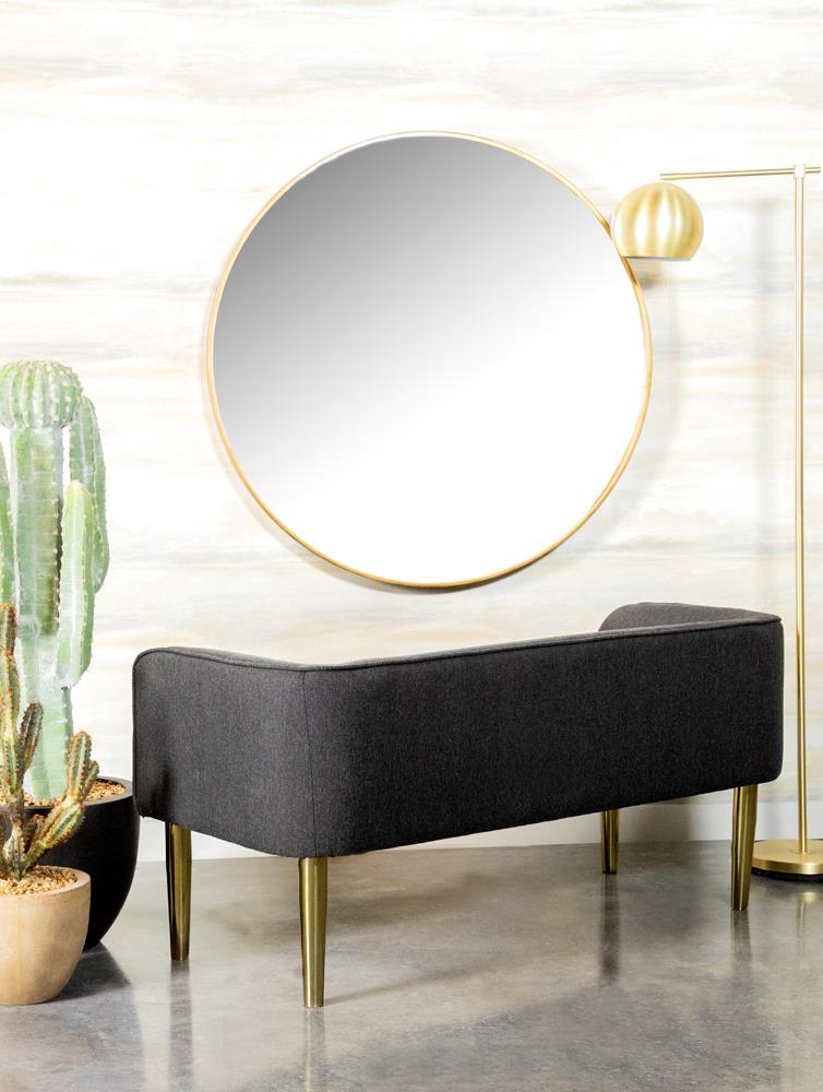 Elizabeth - Low Back Upholstered Bench Dark Grey and Gold