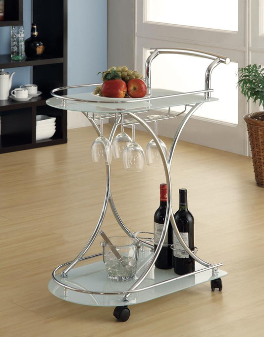Elfman - Elfman 2-shelve Serving Cart Chrome and White