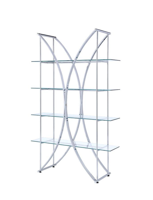 Larson - Larson 4-tier Bookcase Chrome and Clear
