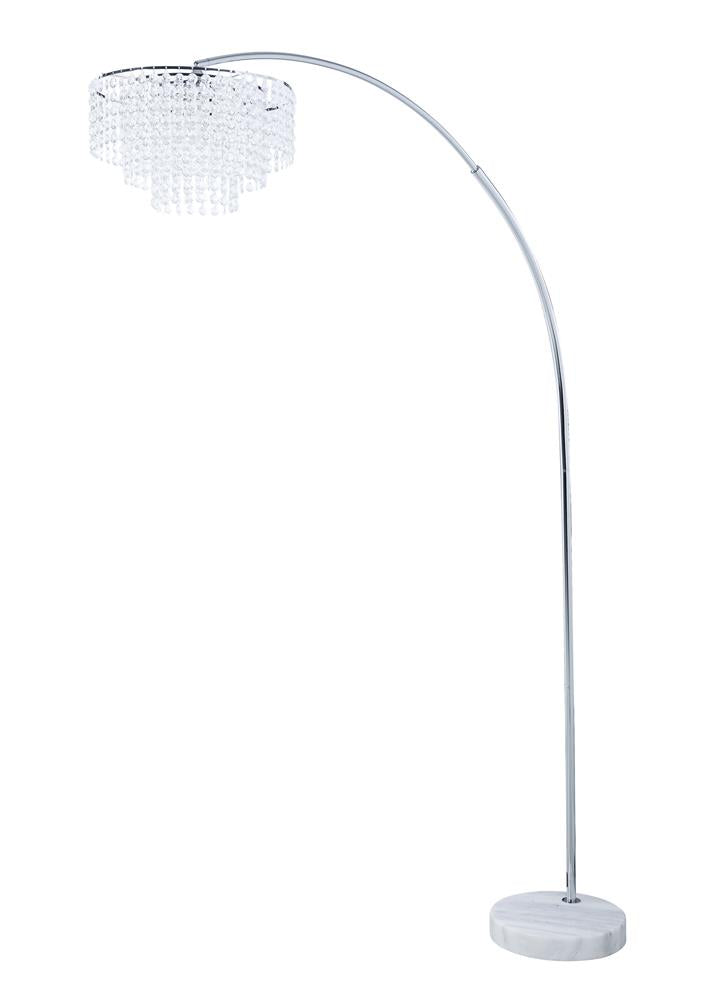 Shirley - Shirley Marble Base Floor Lamp Chrome and Crystal