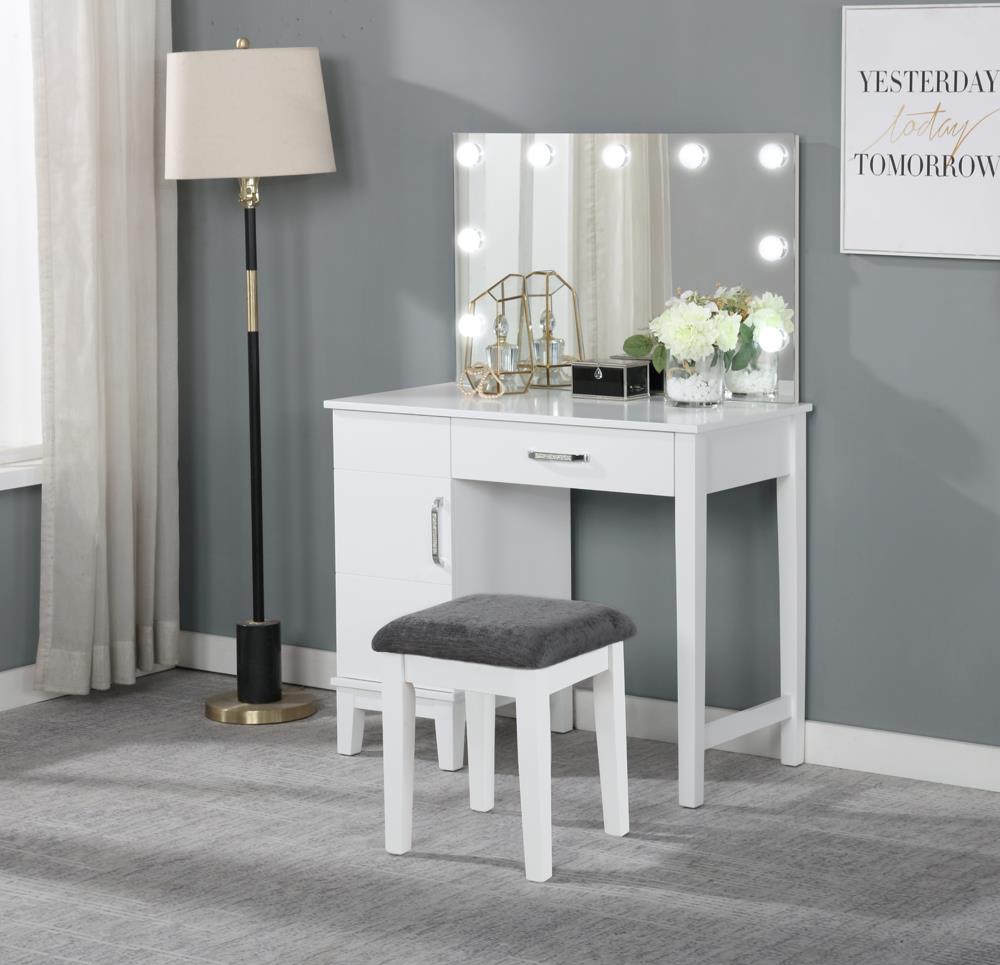 Elijah - Elijah Vanity Set with LED Lights White and Dark Grey
