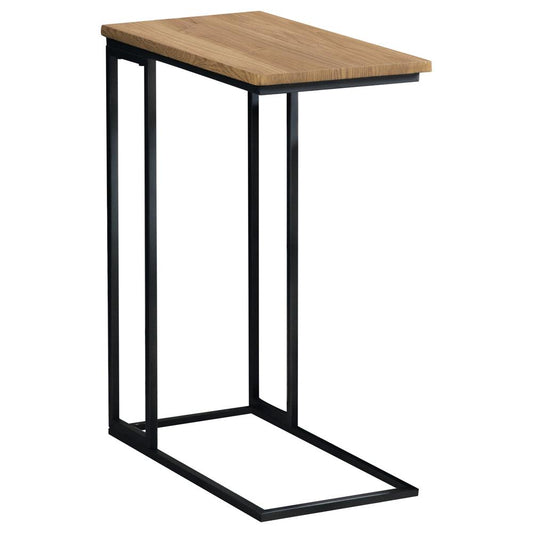 Rudy - Rudy Snack Table with Power Outlet Gunmetal and Natural