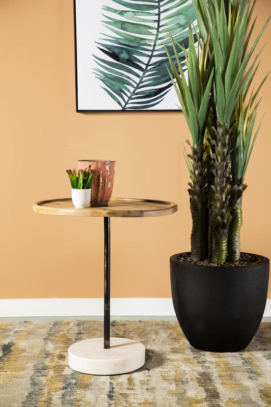 Ginevra - Ginevra Round Wooden Top Accent Table Natural and White