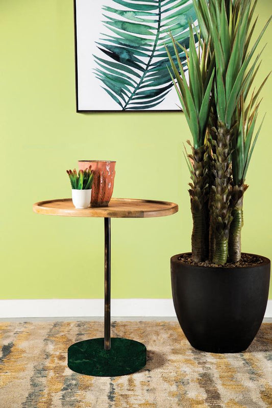 Ginevra - Ginevra Round Marble Base Accent Table Natural and Green