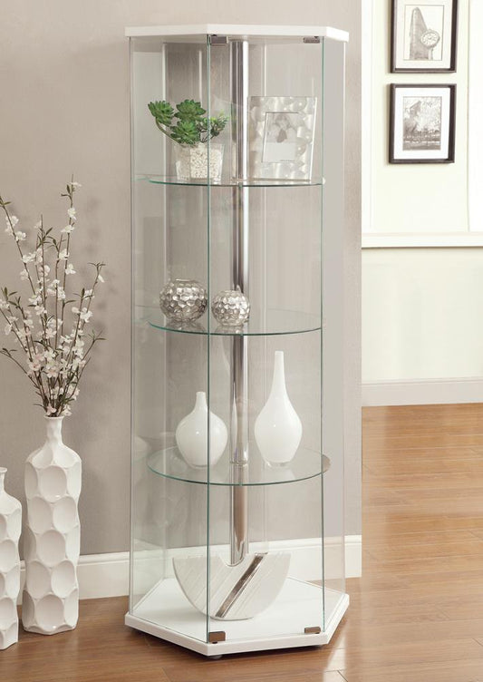 Zahavah - Zahavah 4-shelf Hexagon Shaped Curio Cabinet White and Clear