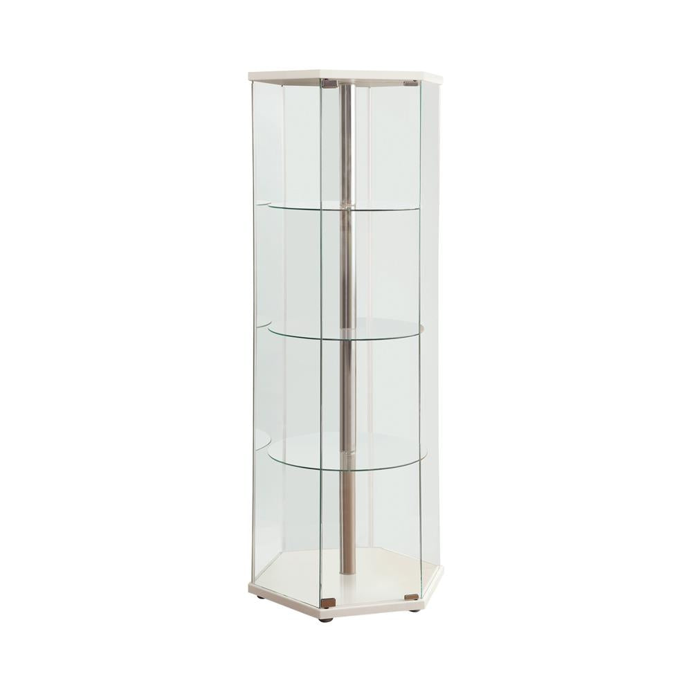 Zahavah - Zahavah 4-shelf Hexagon Shaped Curio Cabinet White and Clear
