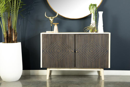 Ixora - Ixora 2-door Accent Cabinet White Washed and Black