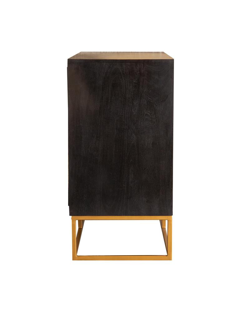 Zara - Zara 2-door Accent Cabinet Black Walnut and Gold