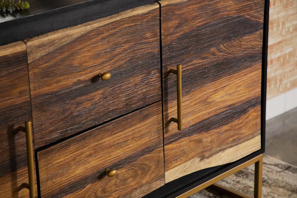 Zara - Zara 2-drawer Accent Cabinet Black Walnut and Gold