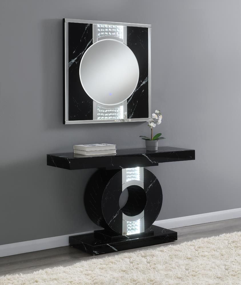 Eliana - Geometric Console Table with LED Lighting Black