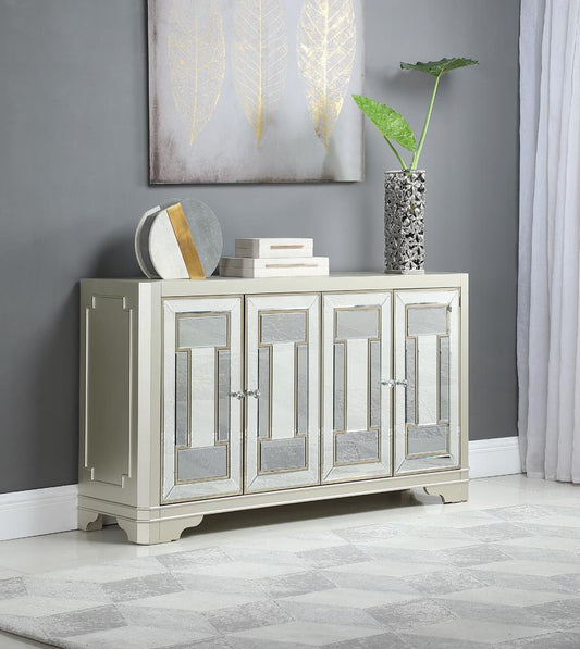 Toula - Toula 4-door Accent Cabinet Smoke and Champagne