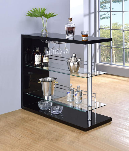 Prescott - Prescott Rectangular 2-shelf Bar Unit Glossy Black