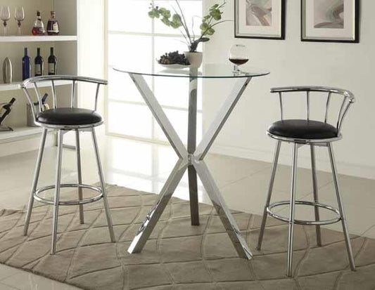 Denali - Denali Round Glass Top Bar Table Chrome