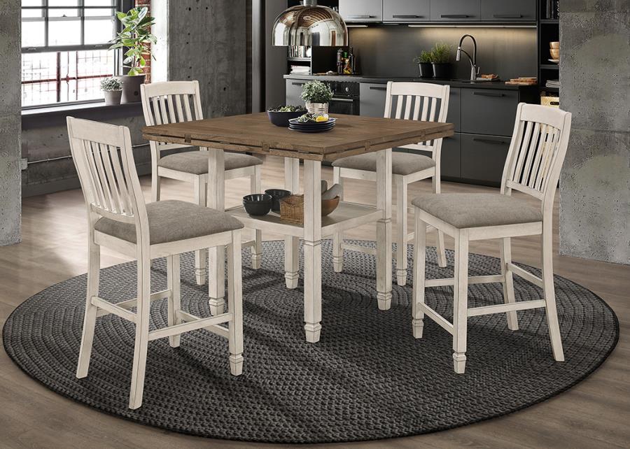 Sarasota - Sarasota Counter Height Table with Shelf Storage Nutmeg and Rustic Cream