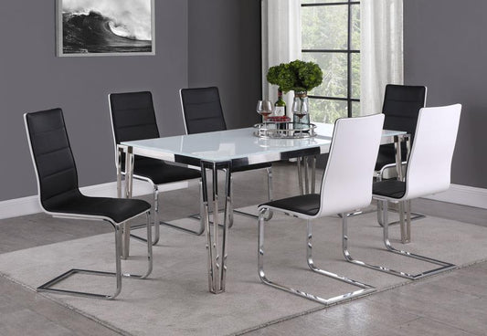 Pauline - Pauline Rectangular Dining Table with Metal Leg White and Chrome