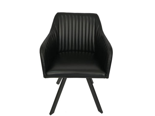 Tufted Sloped Arm Swivel Dining Chair Black and Gunmetal