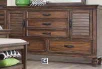 Franco - Franco 5-drawer Dresser with 2 Louvered Doors Burnished Oak
