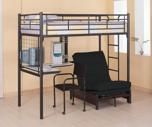 Jenner - Jenner Twin Futon Workstation Loft Bed Black