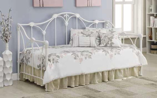 Halladay - Halladay Twin Metal Daybed with Floral Frame White