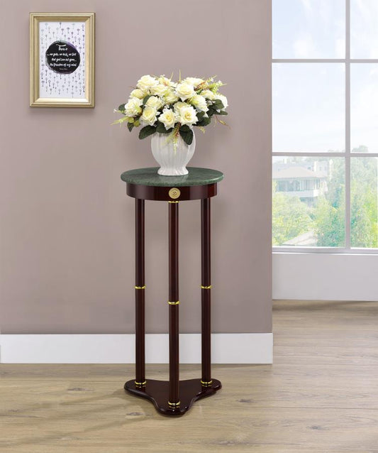Edie - Edie Round Marble Top Accent Table Merlot