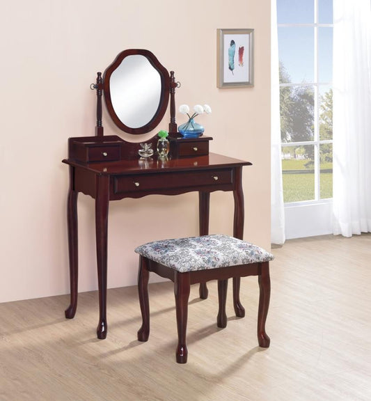 Minnette - Minnette 2-piece Vanity Set with Upholstered Stool Brown Red